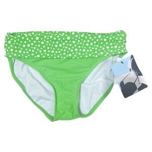 NWT Simply Swim Polka Dot Bikini Bottoms Bright Green Sz 8